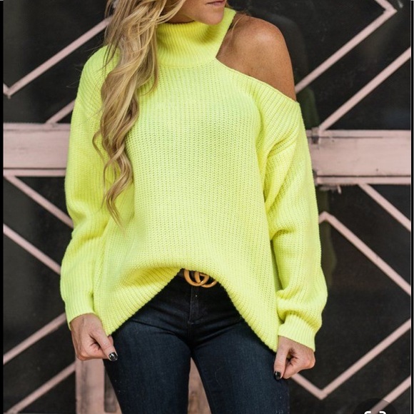 Sweaters - NEON 💛 Cut Out Ribbed Sweater